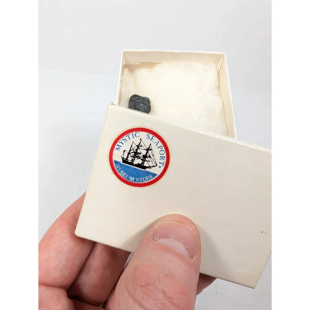 Vintage‎ Sterling Silver Stick Pin Fisherman Head Mystic Seaport Museum